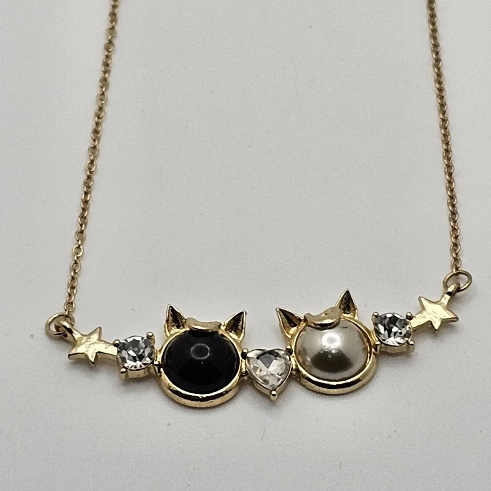 Sailor Moon Luna & Artemis Necklace Cats Star Gold Metal Chain